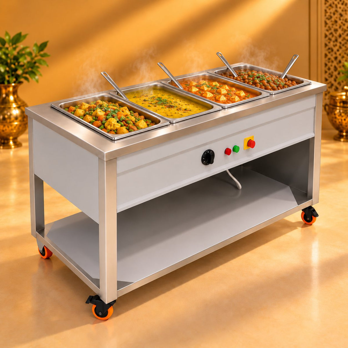 Gurubhai Equipments 4 GN Pan Bain Marie (1/1 Pans) – In Use