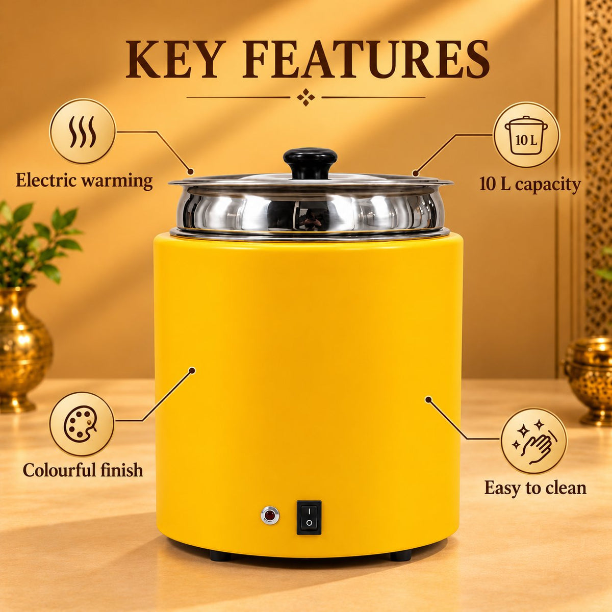 Gurubhai Equipments Soup Tureen - Yellow – Key Features