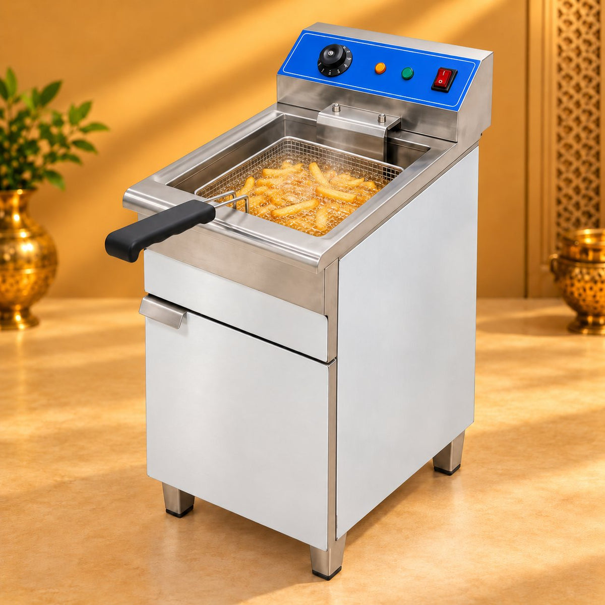 Gurubhai Equipments Fryer With Cabinet – In Use