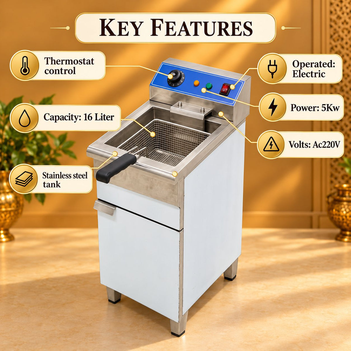 Gurubhai Equipments Fryer With Cabinet – Key Features