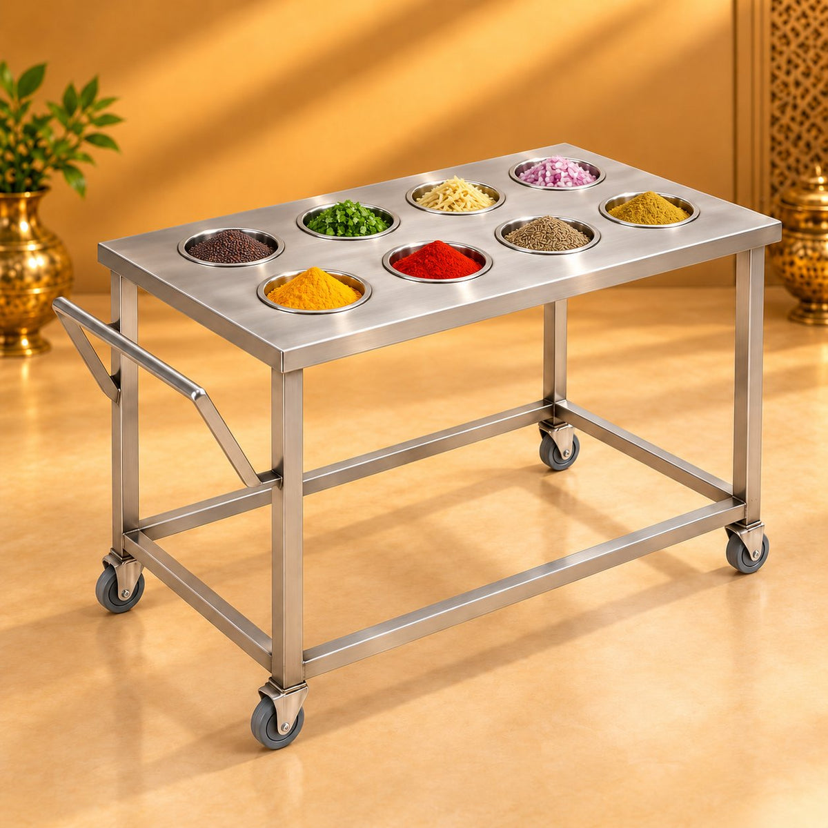 Gurubhai Equipments Masala Pot Trolley – In Use