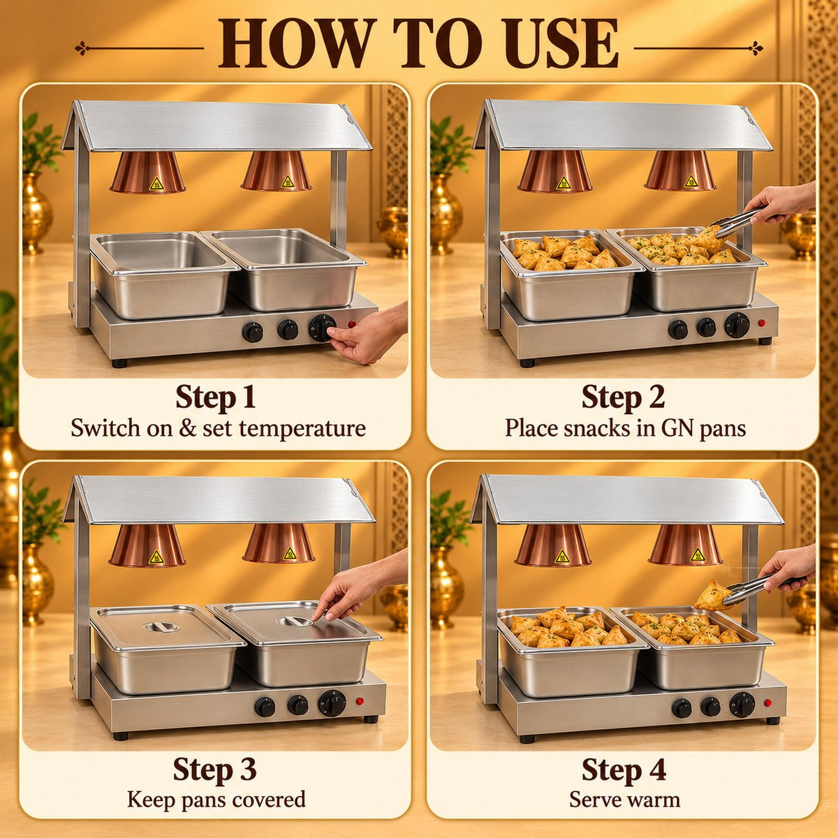 Gurubhai Equipments Double GN Pan Warmer – How to Use