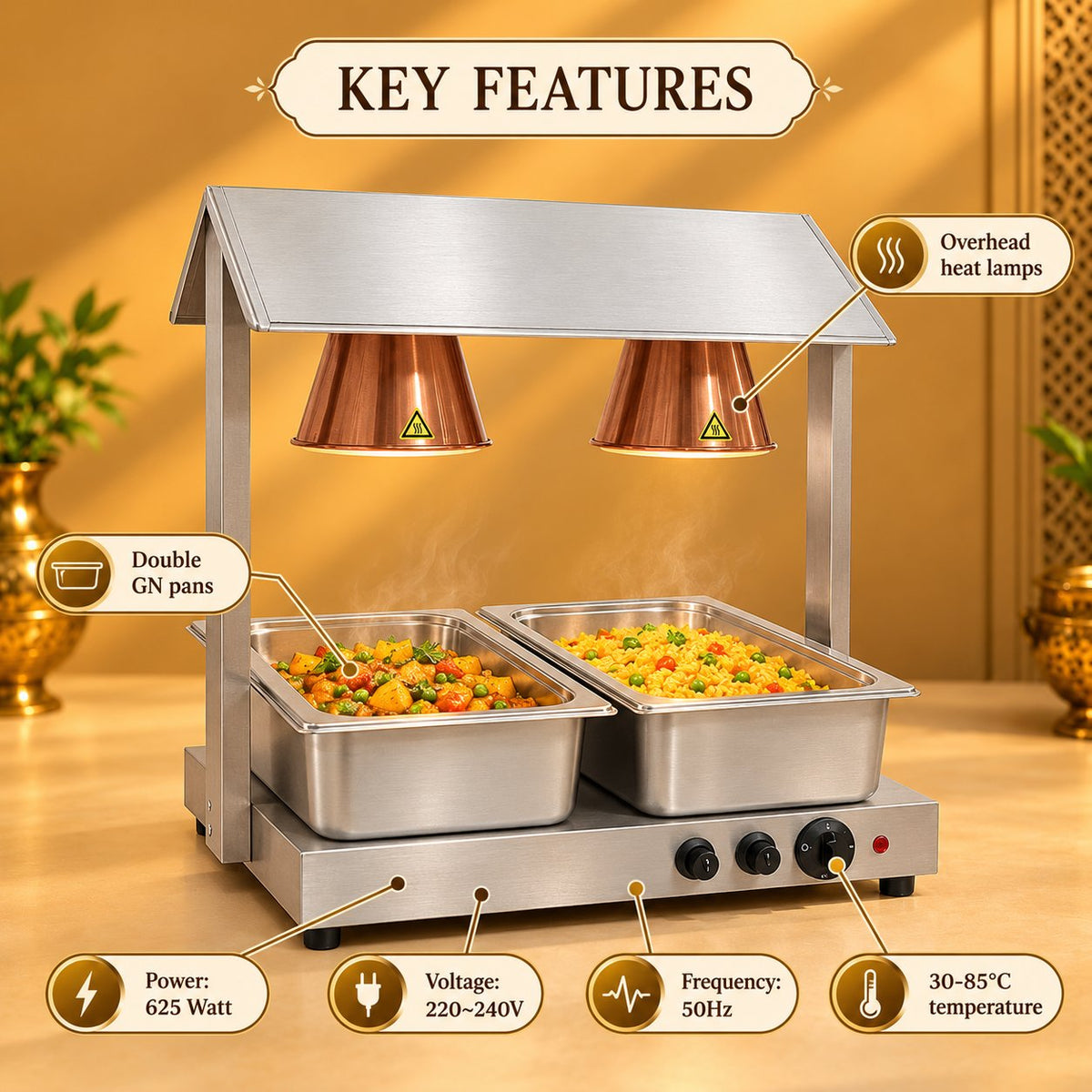 Gurubhai Equipments Double GN Pan Warmer – Key Features