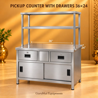 Gurubhai Equipments Pickup Counter With Drawers 36 × 24 – Dimensions & Specifications