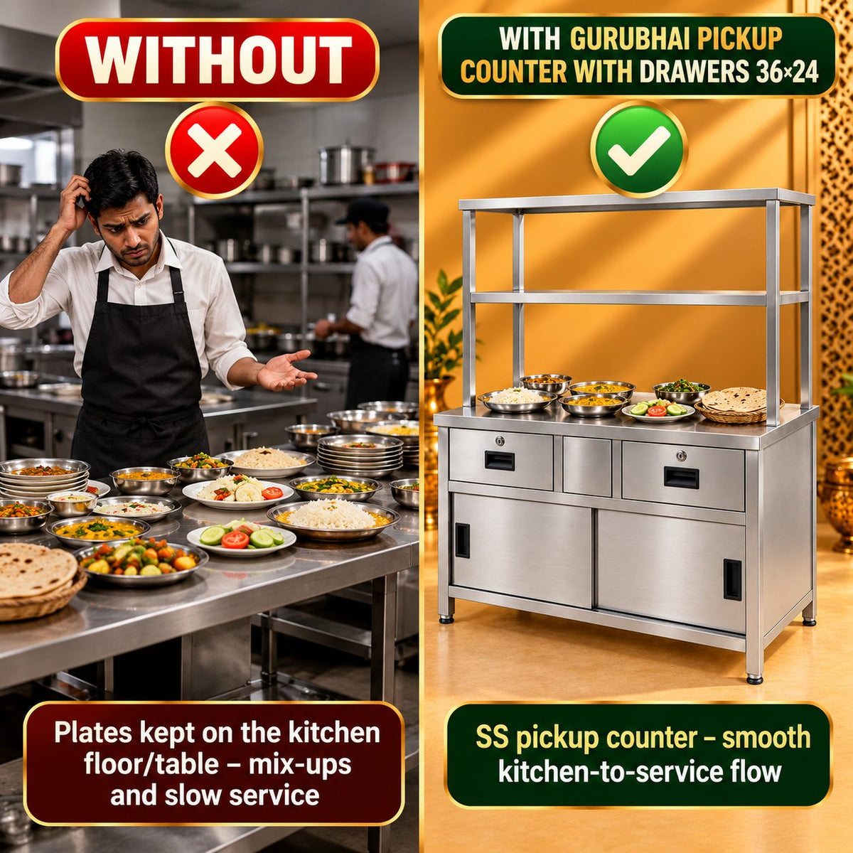 Gurubhai Equipments Pickup Counter With Drawers 36 × 24 – Why Choose It