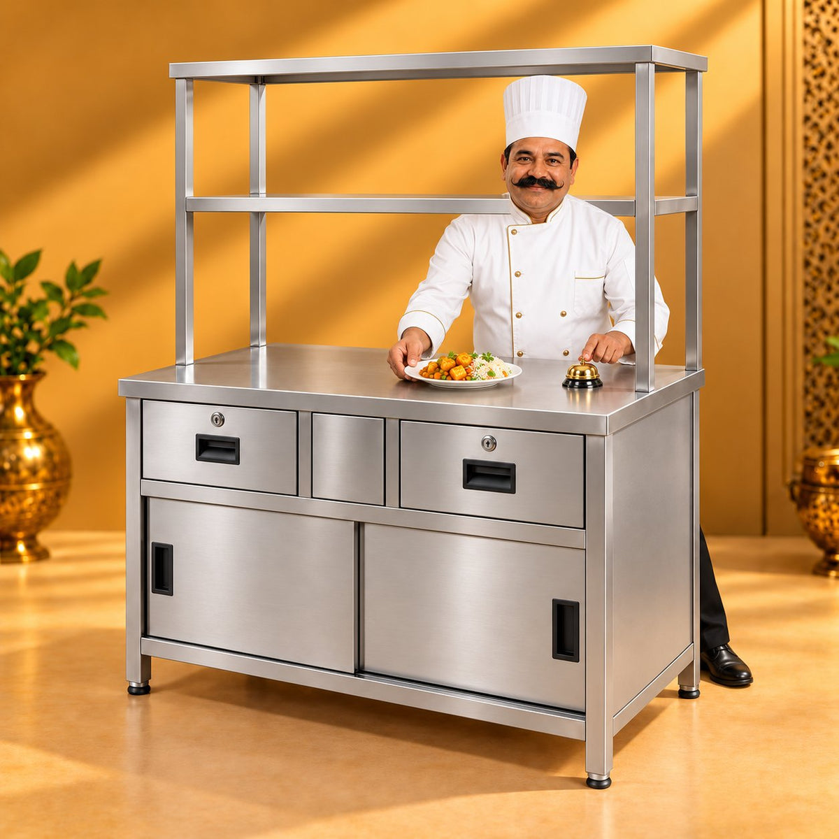 Gurubhai Equipments Pickup Counter With Drawers 36 × 24 – Chef Gurubhai Demo