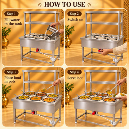 Gurubhai Equipments 6 Pot Bain Marie With 2OH/S – How to Use
