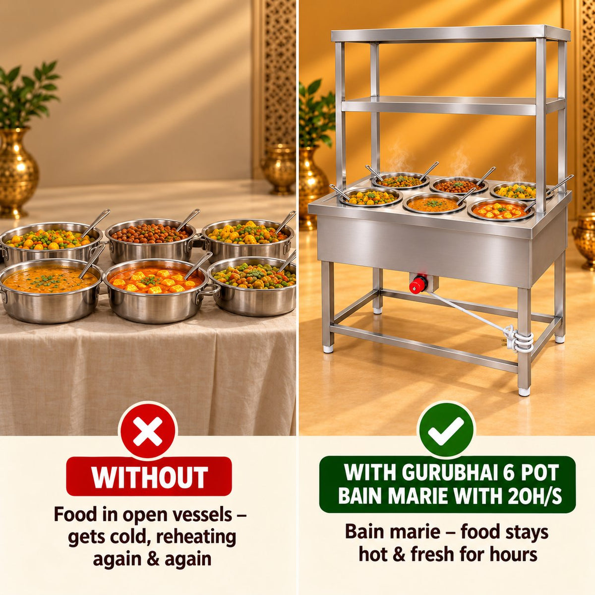 Gurubhai Equipments 6 Pot Bain Marie With 2OH/S – Why Choose It
