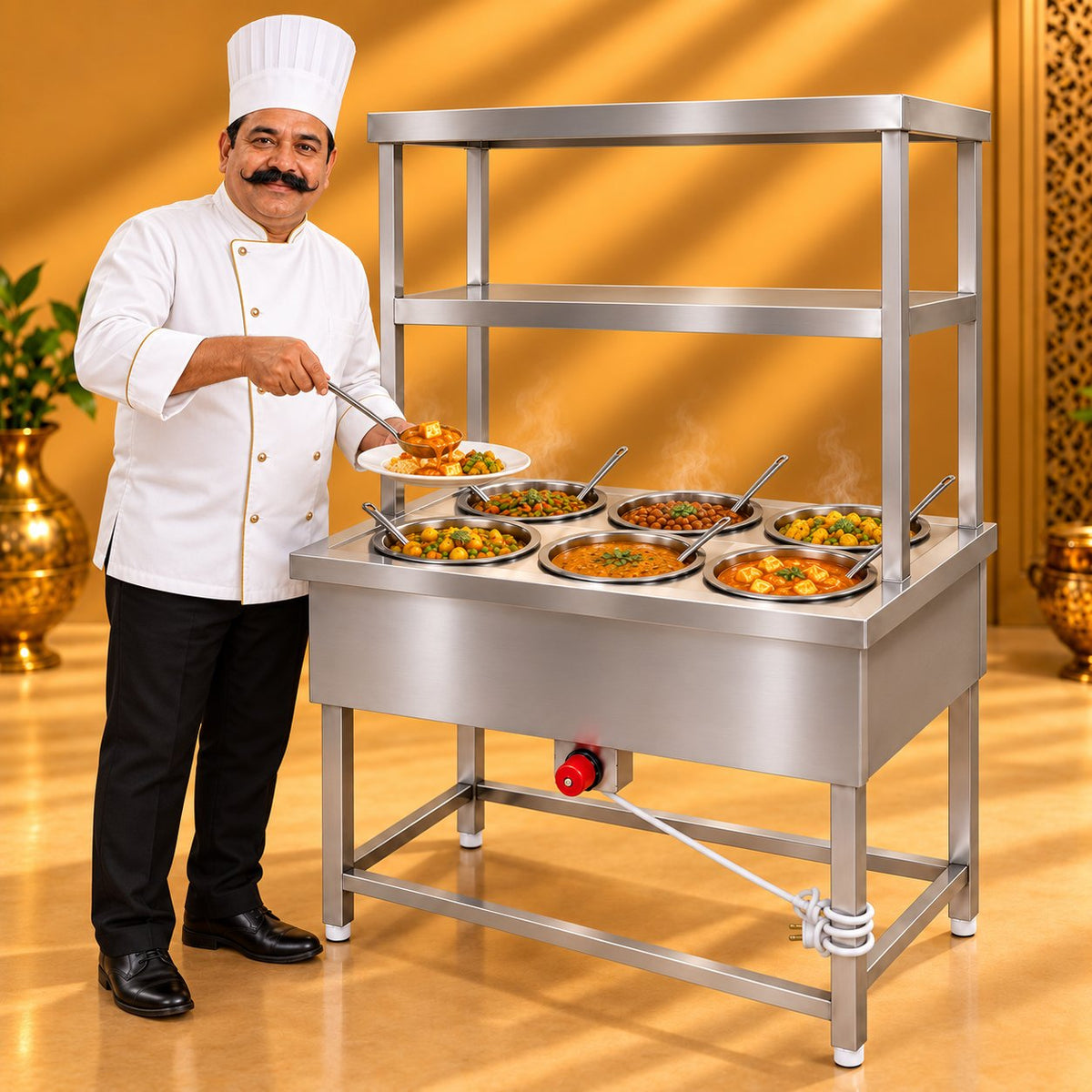 Gurubhai Equipments 6 Pot Bain Marie With 2OH/S – Chef Gurubhai Demo