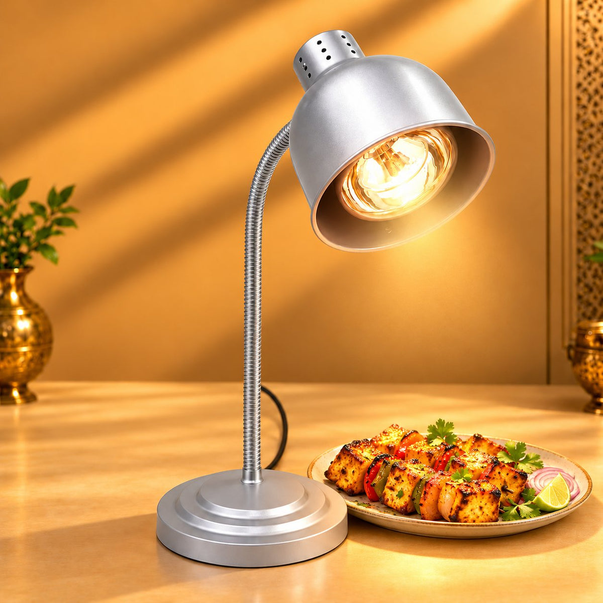 Gurubhai Equipments Food Heat Lamp - Silver – In Use