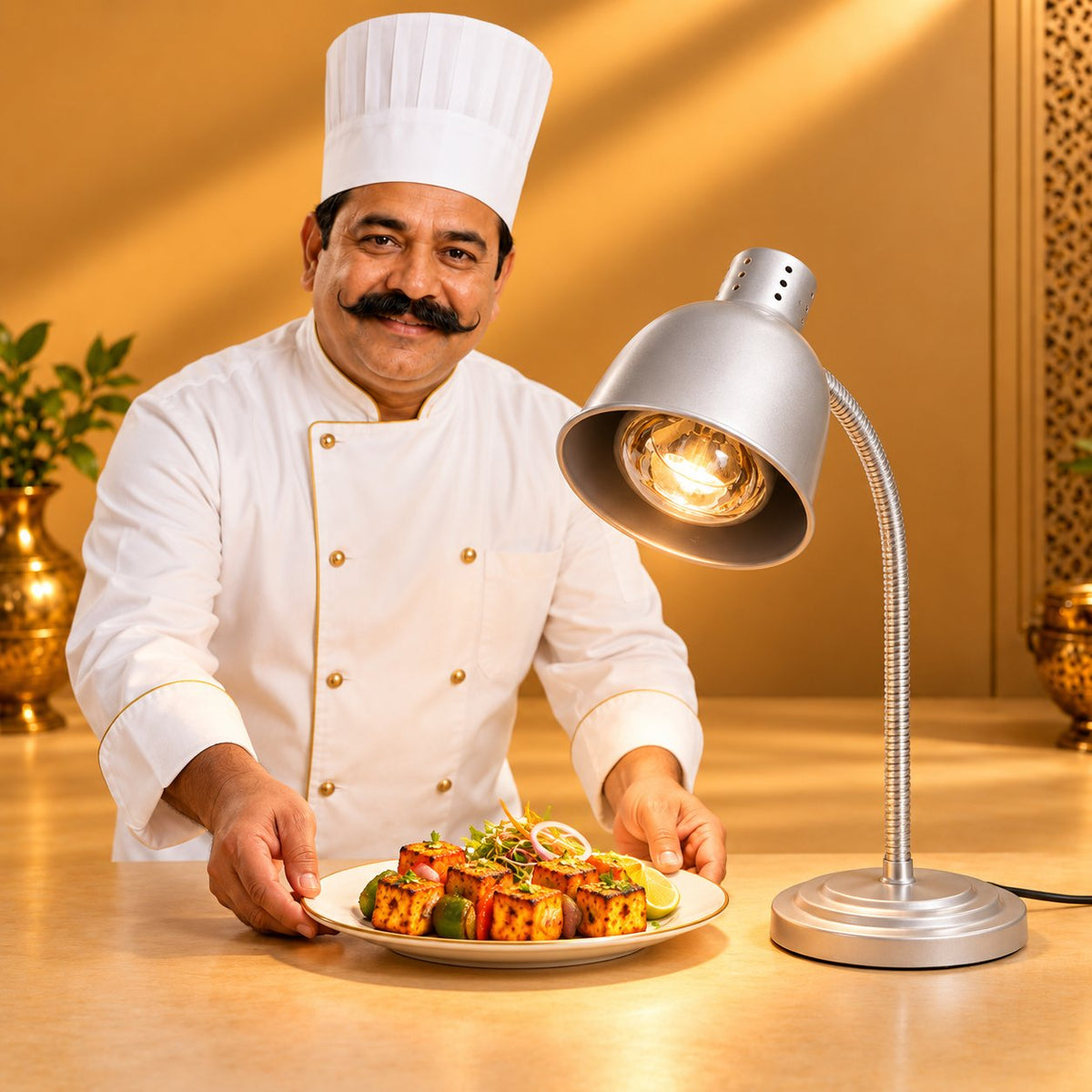 Gurubhai Equipments Food Heat Lamp - Silver – Chef Gurubhai Demo