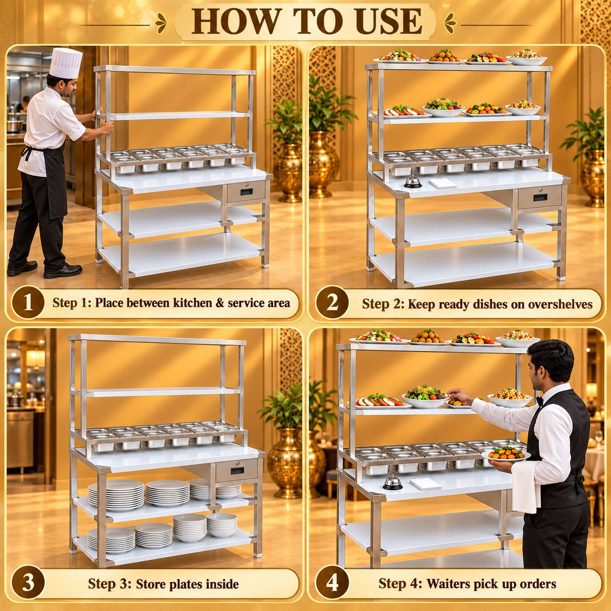 Gurubhai Equipments Pickup Table With GN Pan Stand – How to Use