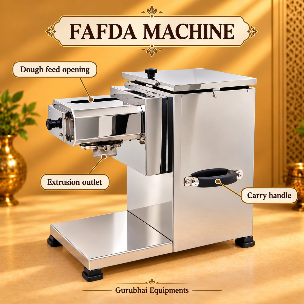 Gurubhai Equipments Fafda Machine – Dimensions & Specifications