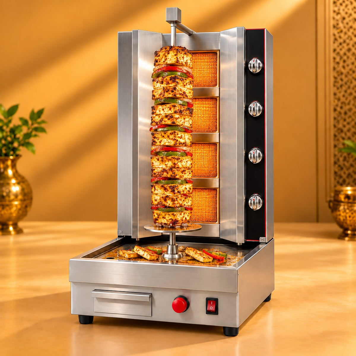 Gurubhai Equipments Importer Shawarma Machine (Electric + Gas) – In Use