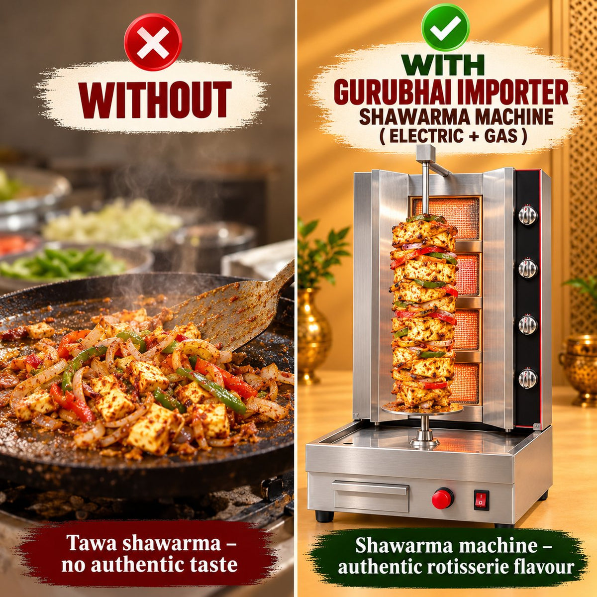 Gurubhai Equipments Importer Shawarma Machine (Electric + Gas) – Why Choose It