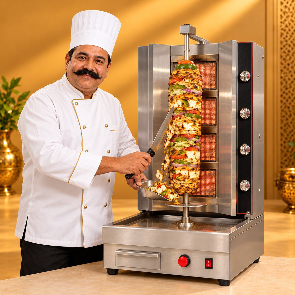 Gurubhai Equipments Importer Shawarma Machine (Electric + Gas) – Chef Gurubhai Demo