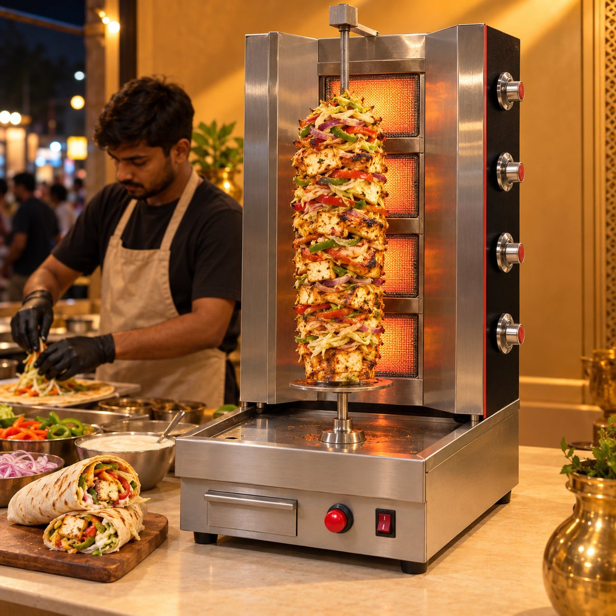 Gurubhai Equipments Importer Shawarma Machine (Electric + Gas) – Real-Life Use