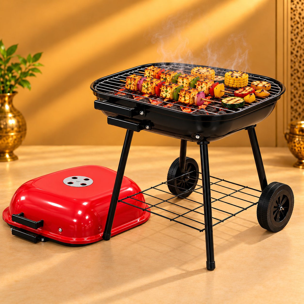 Gurubhai Equipments Portable Charcoal BBQ – In Use