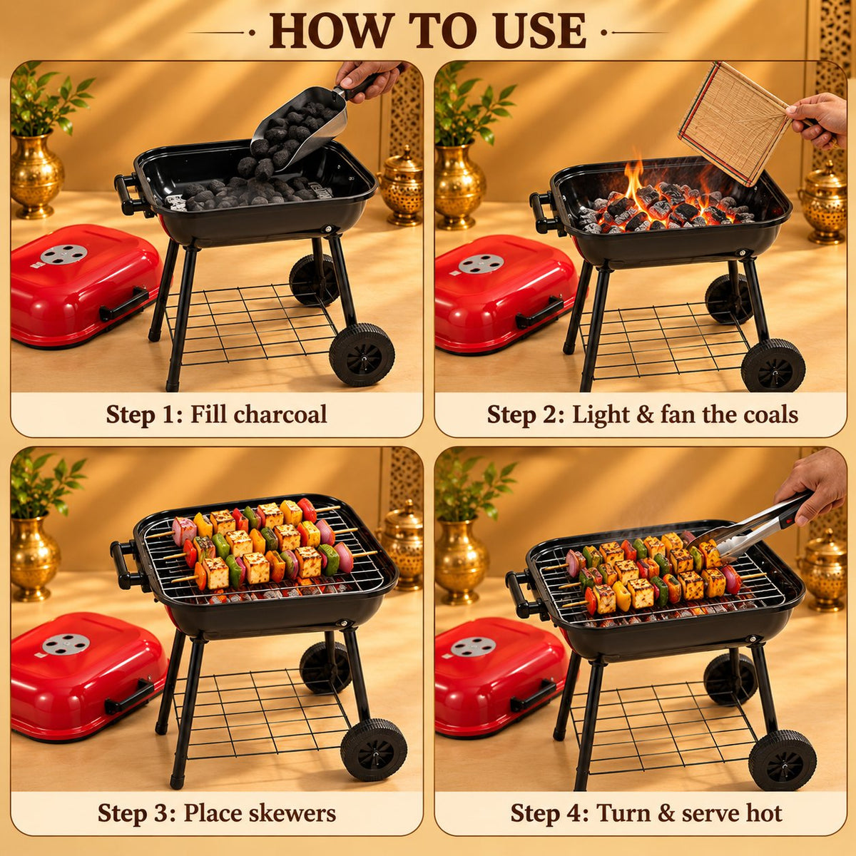 Gurubhai Equipments Portable Charcoal BBQ – How to Use