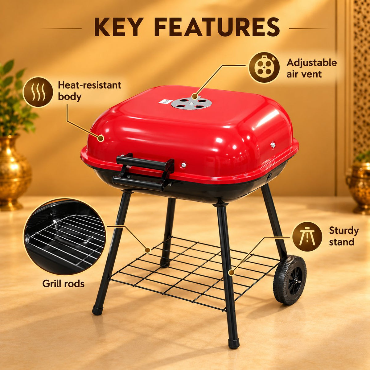 Gurubhai Equipments Portable Charcoal BBQ – Key Features