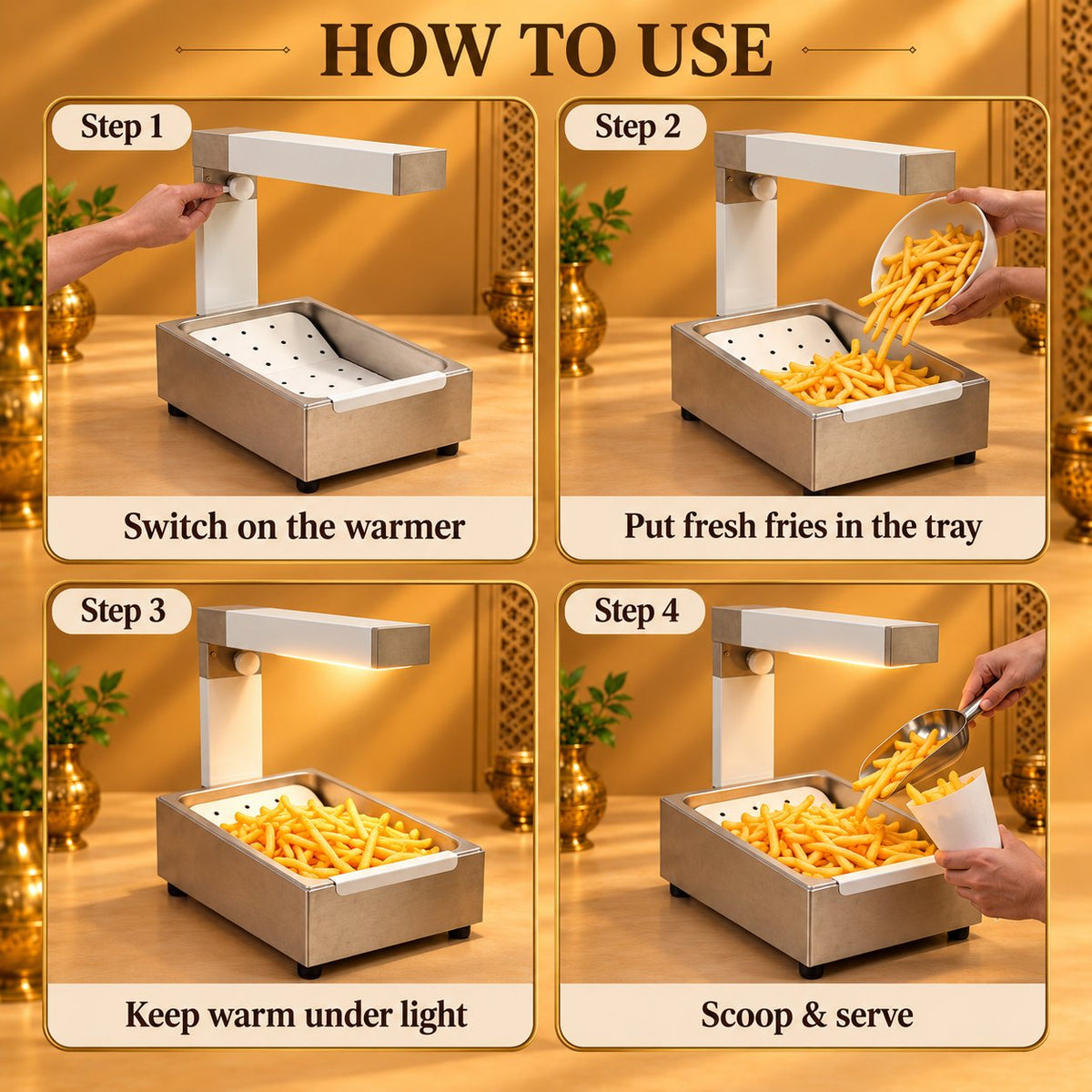 Gurubhai Equipments French Fry Warmer – How to Use