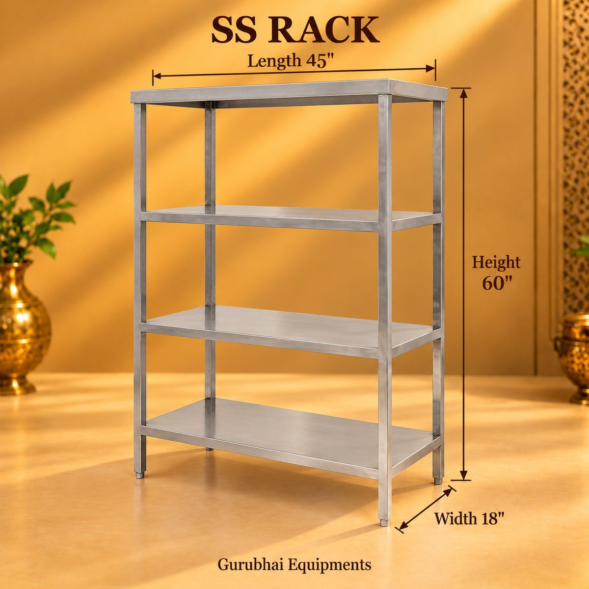 Gurubhai Equipments SS Rack – Dimensions & Specifications
