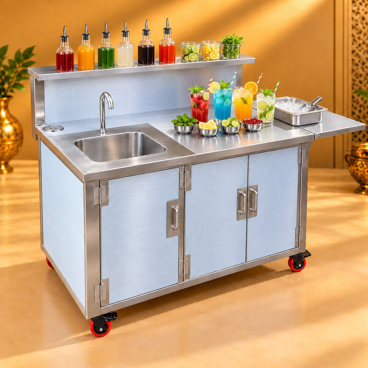 Gurubhai Equipments Soda Counter With Sink Unit – In Use