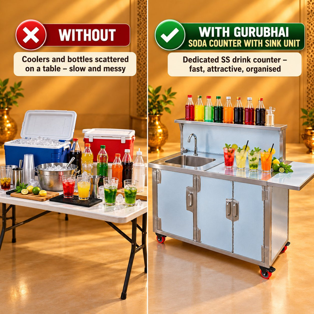 Gurubhai Equipments Soda Counter With Sink Unit – Why Choose It