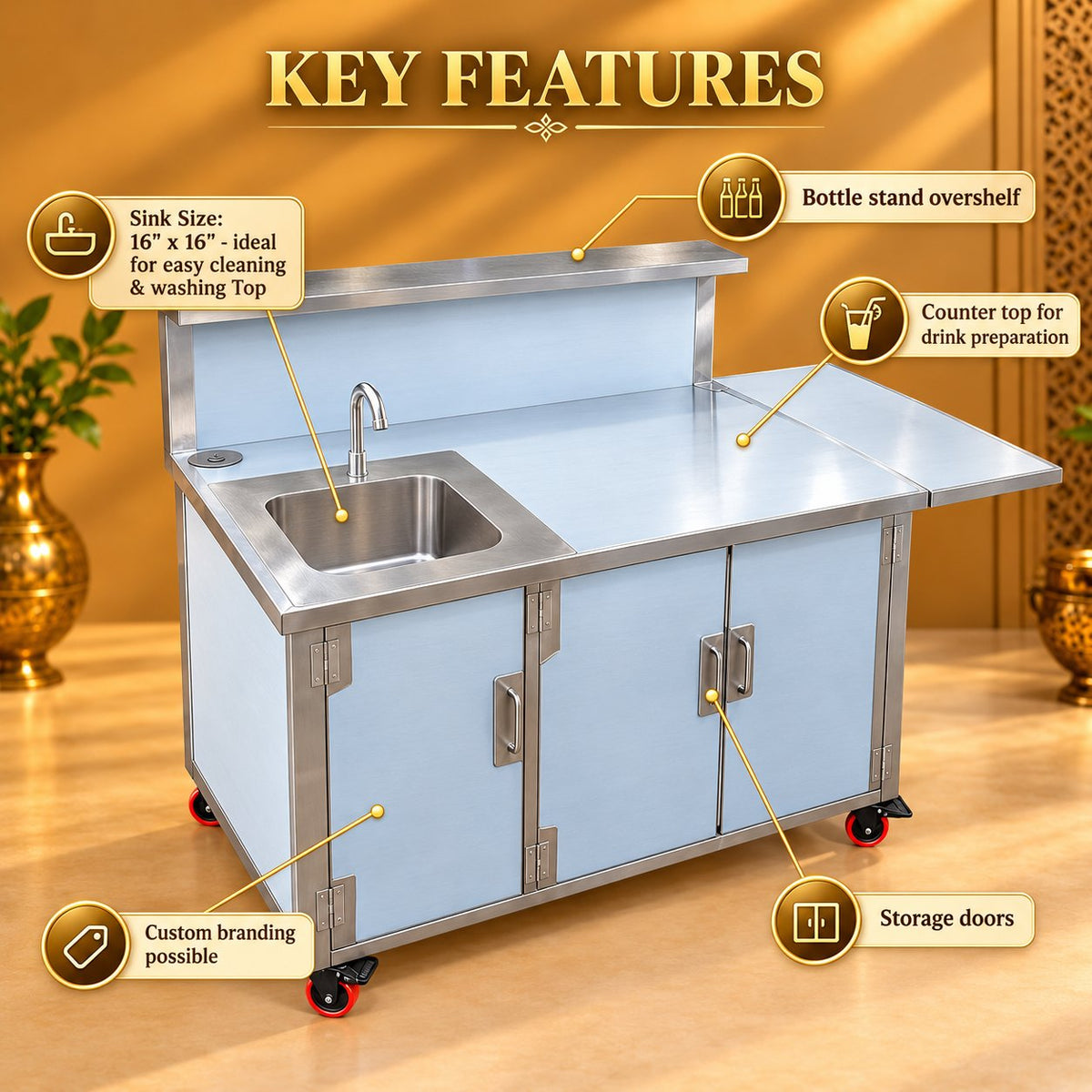 Gurubhai Equipments Soda Counter With Sink Unit – Key Features