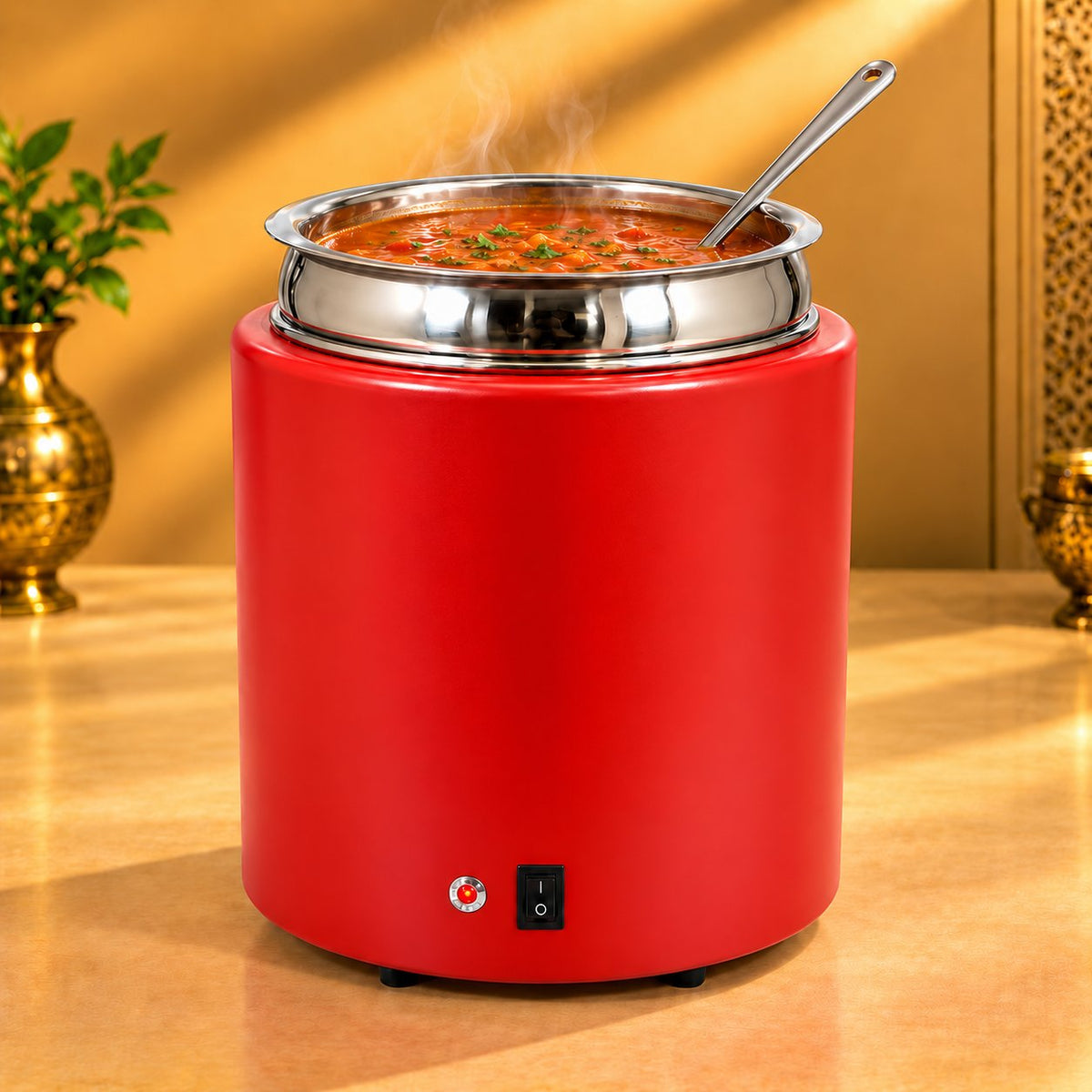Gurubhai Equipments Soup Tureen - Red – In Use