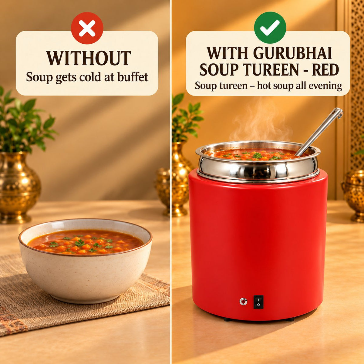 Gurubhai Equipments Soup Tureen - Red – Why Choose It