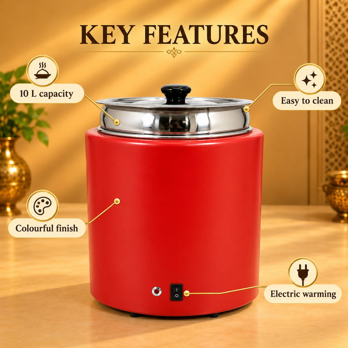 Gurubhai Equipments Soup Tureen - Red – Key Features