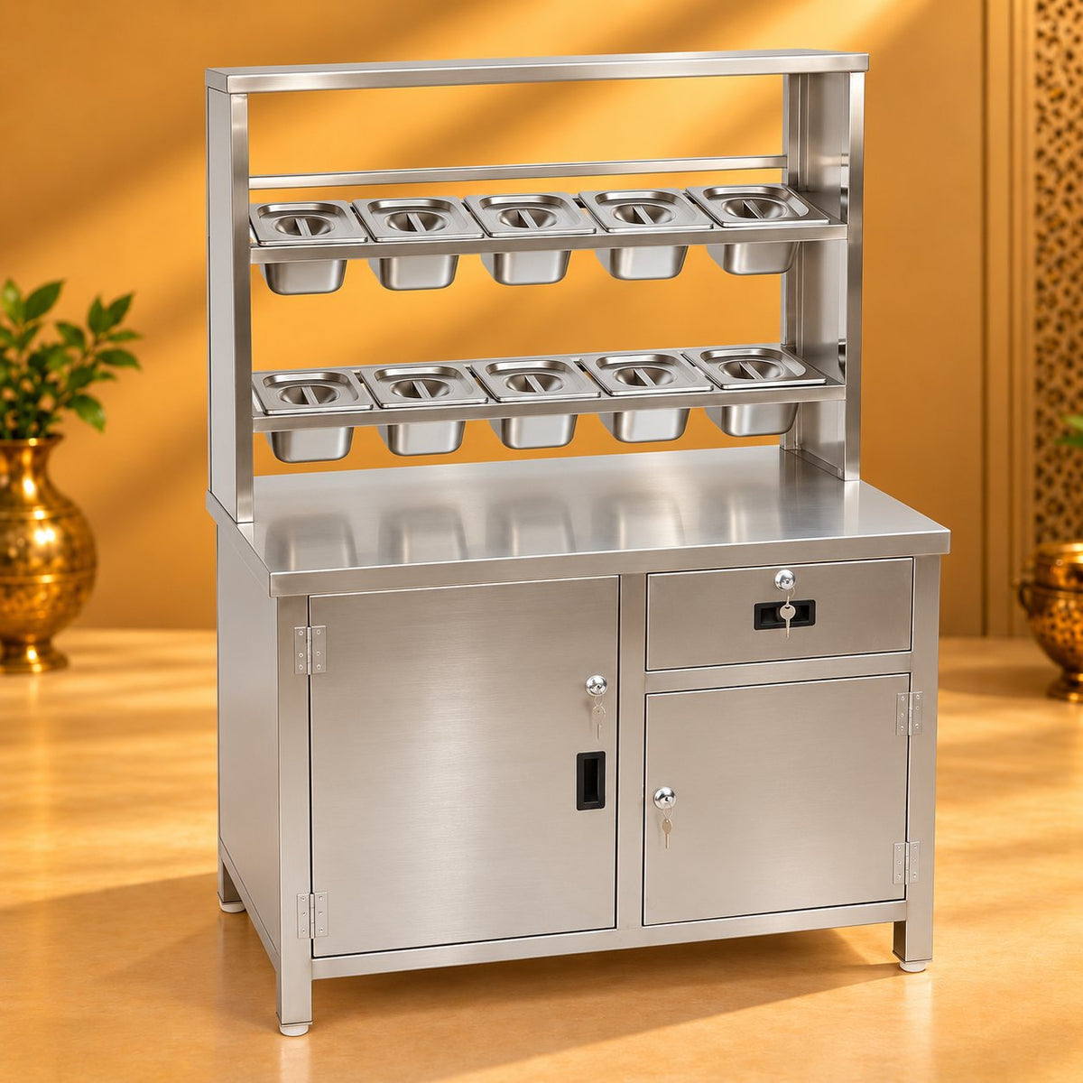 Gurubhai Equipments SS Fastfood Counter With GN Pan – Hero View