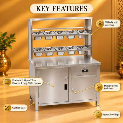 Gurubhai Equipments SS Fastfood Counter With GN Pan – Key Features
