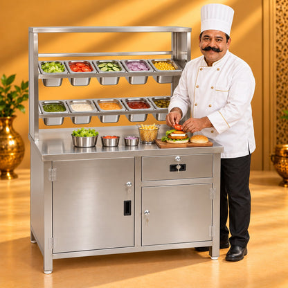 Gurubhai Equipments SS Fastfood Counter With GN Pan – Chef Gurubhai Demo
