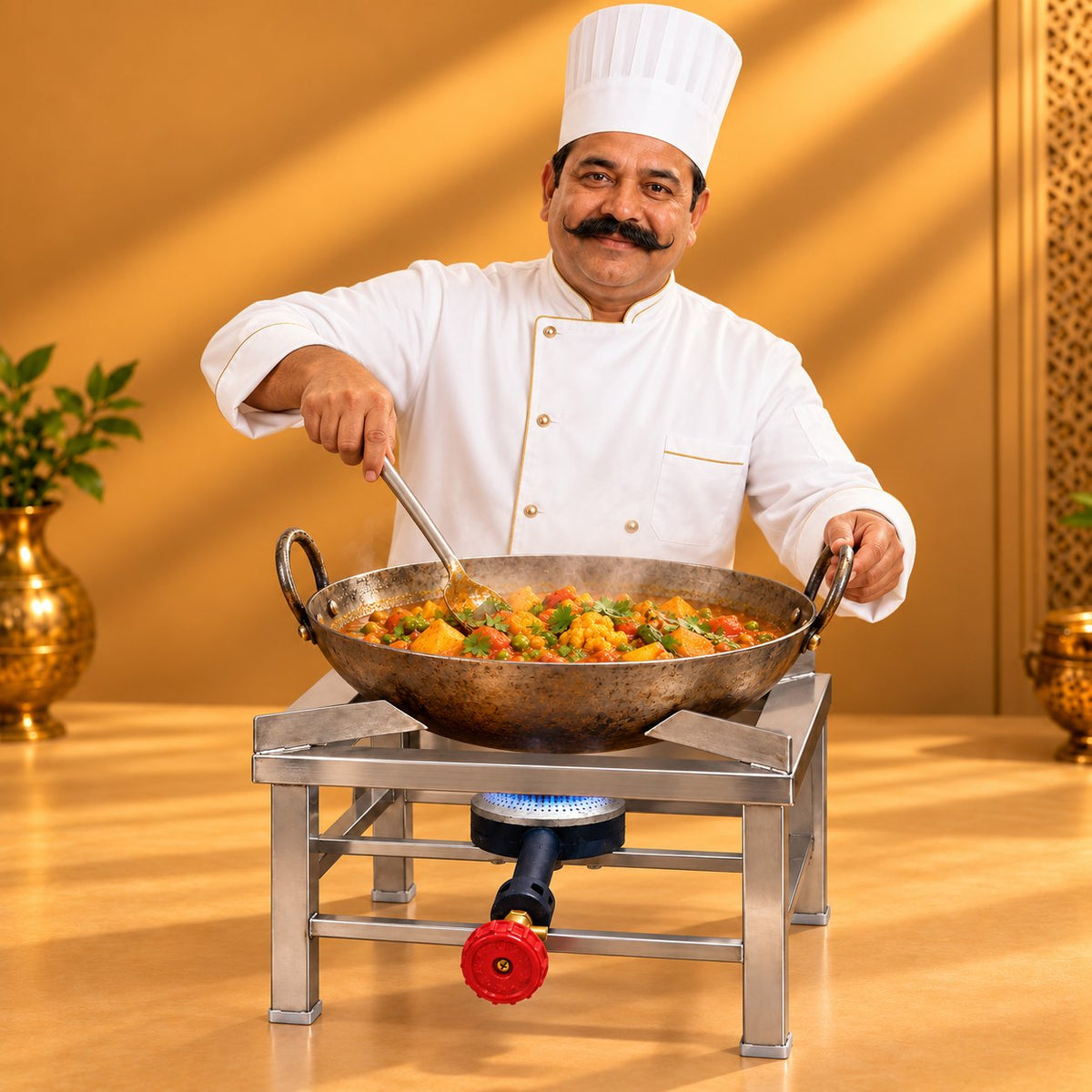 Gurubhai Equipments Square Catering Burner: 18 × 18 – Chef Gurubhai Demo