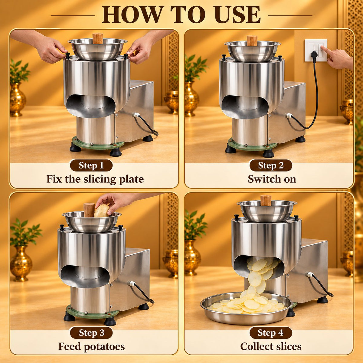 Gurubhai Equipments Potato Slicer 10 Kg – How to Use