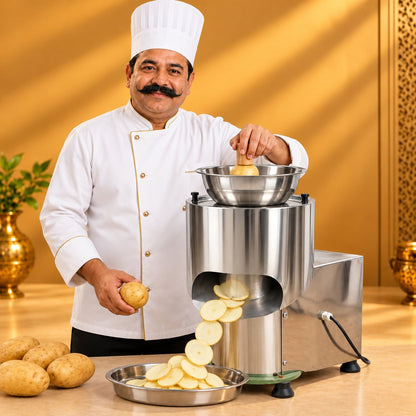 Gurubhai Equipments Potato Slicer 10 Kg – Chef Gurubhai Demo