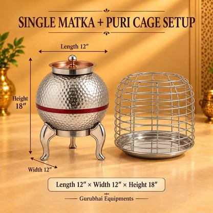 Gurubhai Equipments Single Matka + Puri Cage Setup – Dimensions & Specifications