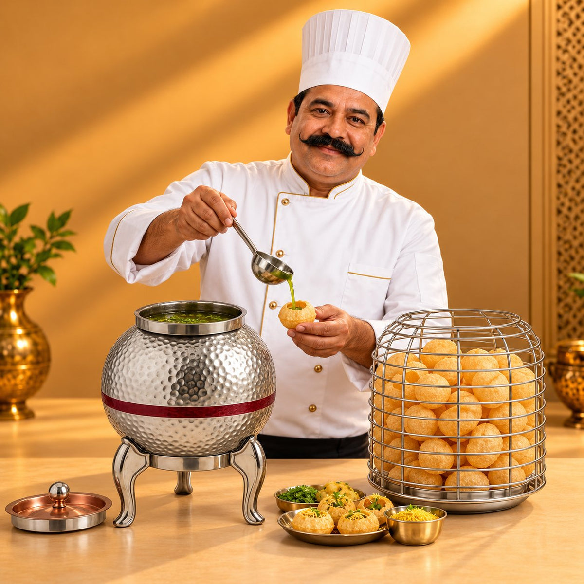 Gurubhai Equipments Single Matka + Puri Cage Setup – Chef Gurubhai Demo