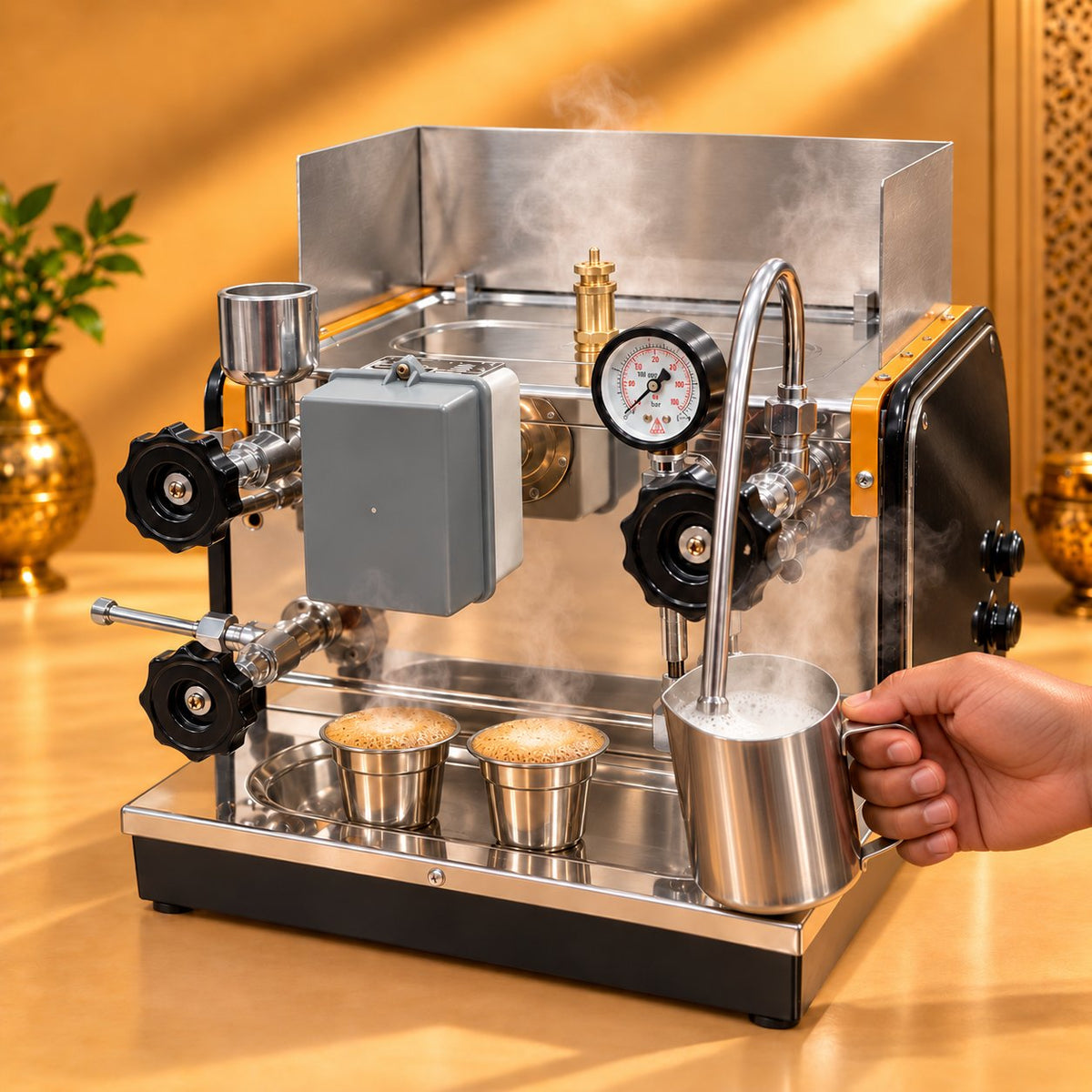 Gurubhai Equipments Coffee Commercial Machine 3.5 Litre – In Use