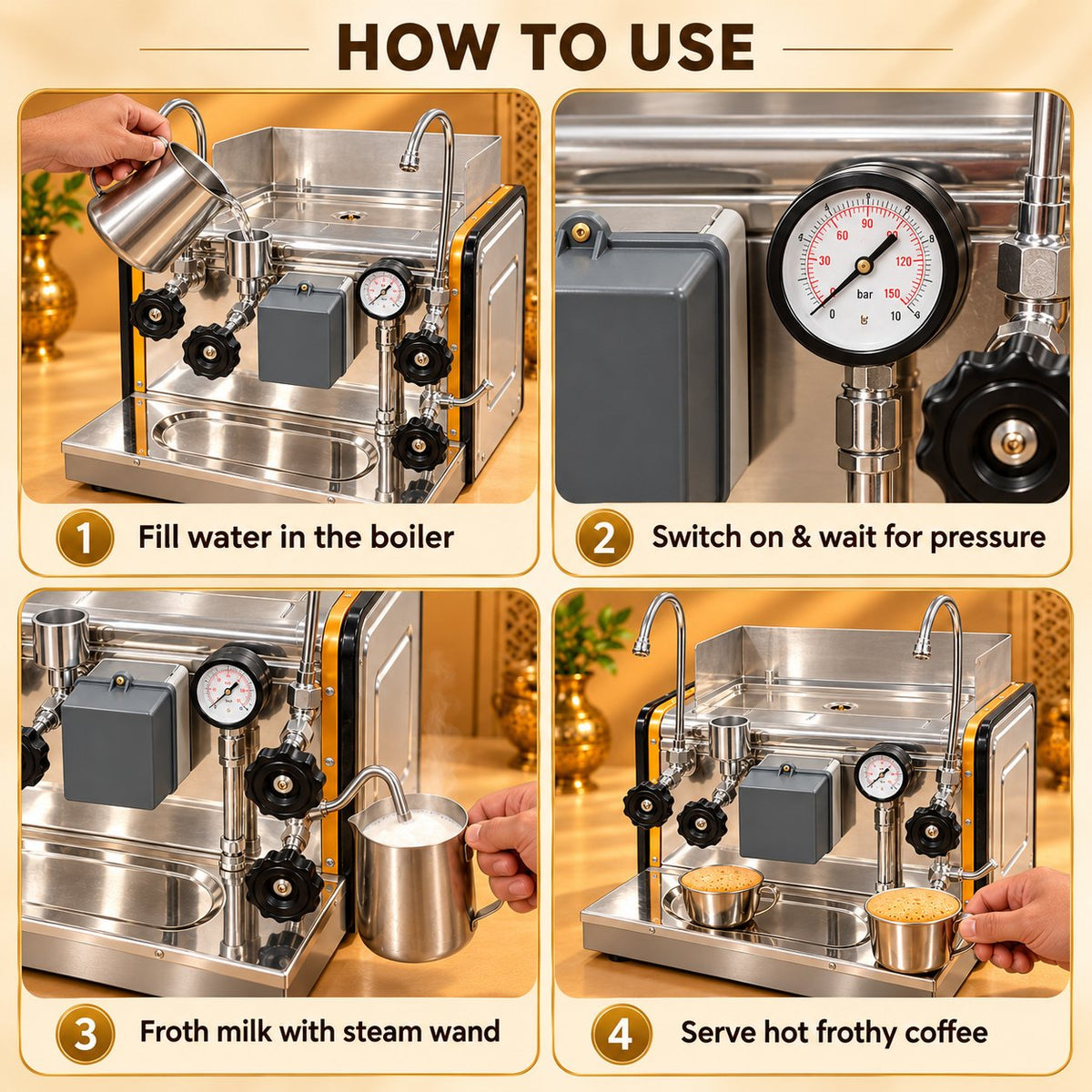 Gurubhai Equipments Coffee Commercial Machine 6.5 Litre – How to Use