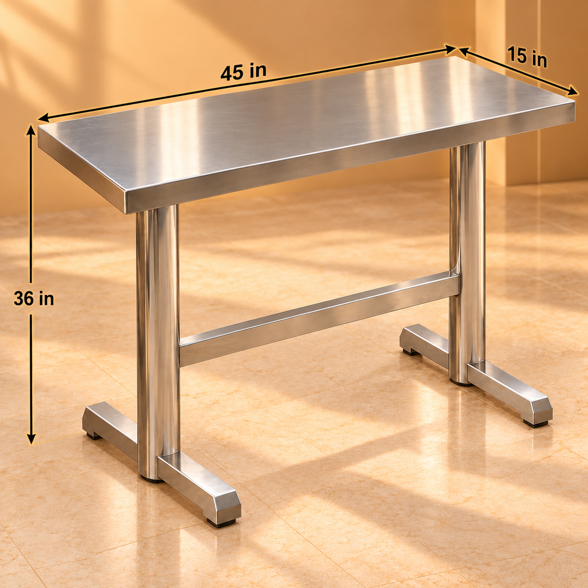 Gurubhai Equipments SS Table – Dimensions