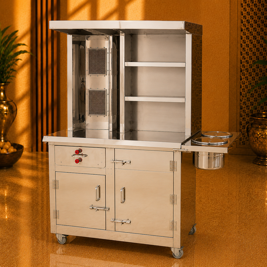 Commercial Gas Shawarma Machine Counter with Sauce Rack – 2 Ujala Burners
