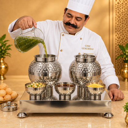 Gurubhai Equipments SS Pani-Puri Matka Hammer Set – 5 Piece, Matka capacity 10ltr. – Why Choose It