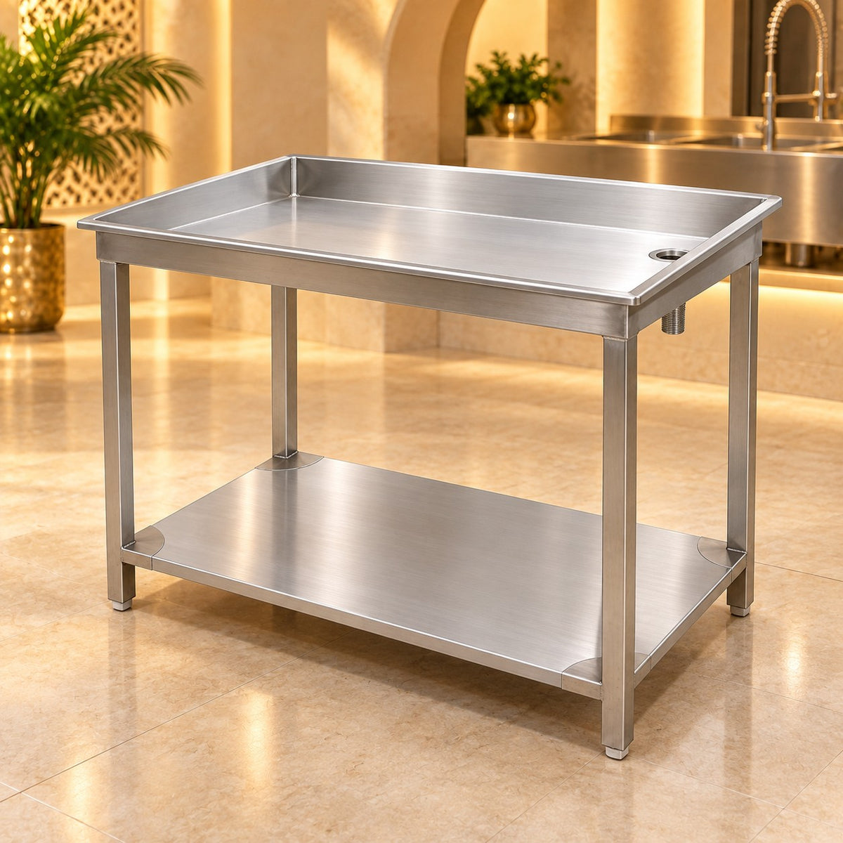 SS Dish Landing Table – 42 × 24 × 34 in