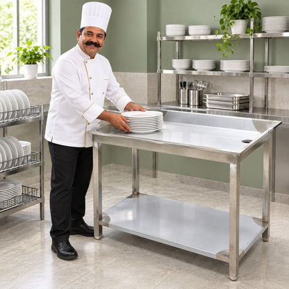 SS Dish Landing Table – 42 × 24 × 34 in