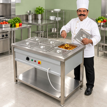 6 GN 1/2 Pan Electric Bain Marie – 45 × 27 × 32 in