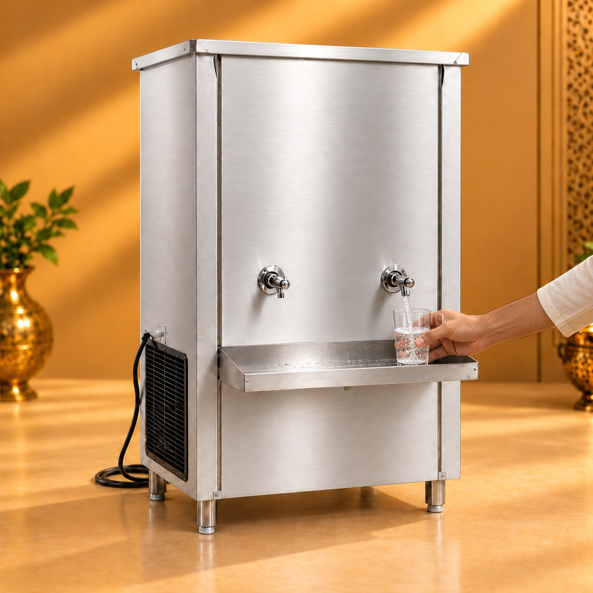 Gurubhai Equipments 200L Commercial Stainless Steel Water Cooler – In Use