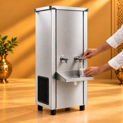 Gurubhai Equipments 60L Commercial Stainless Steel Water Cooler – In Use